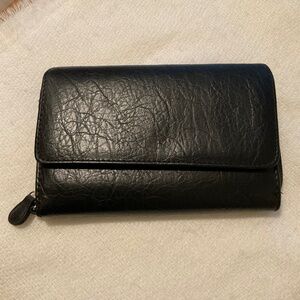 Mundi Vegan Leather Black Wallet Organizer Checkbook Holder Clutch